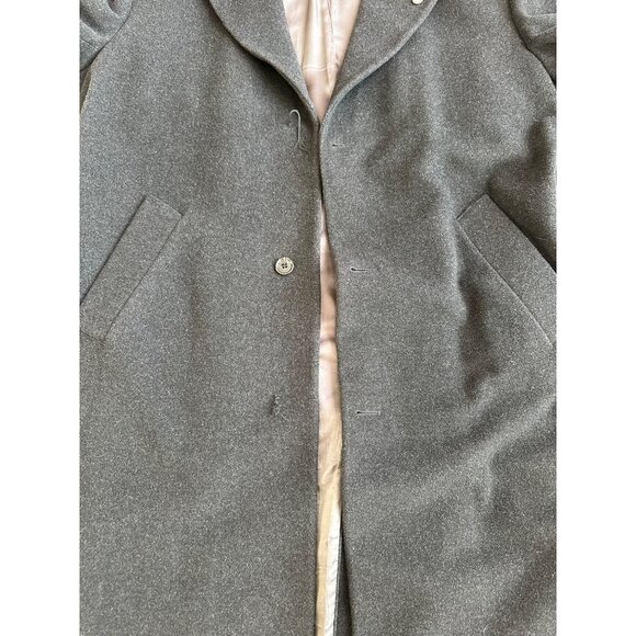 Andrew Fezza R-46 Black Wool & Cashmere Blend Mens Long Overcoat w/ Lapel Pin - Picture 12 of 16